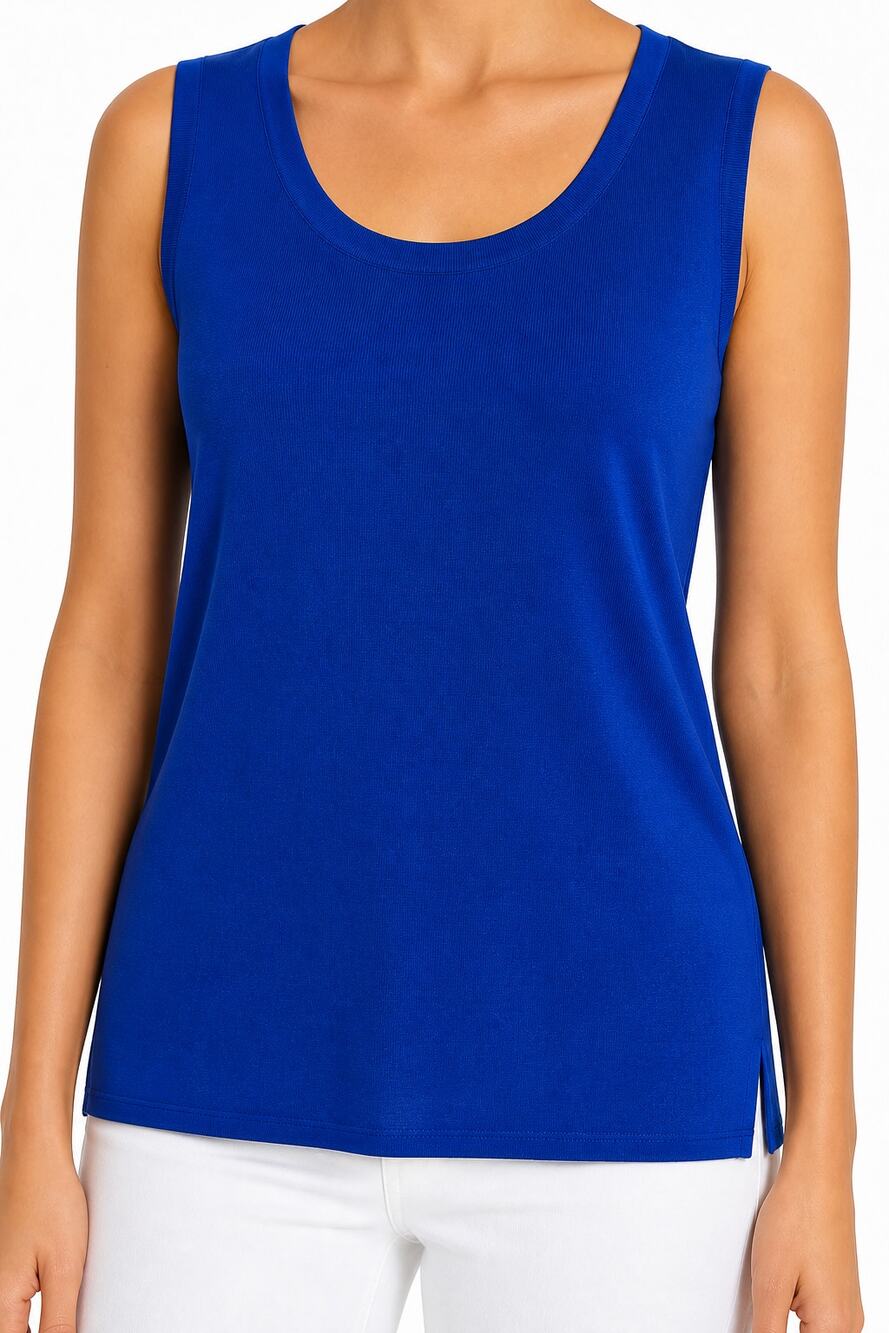 MISOOK Women Royal Blue Sleeveless Knit Shell Tank Top Size M Minimalist Career
